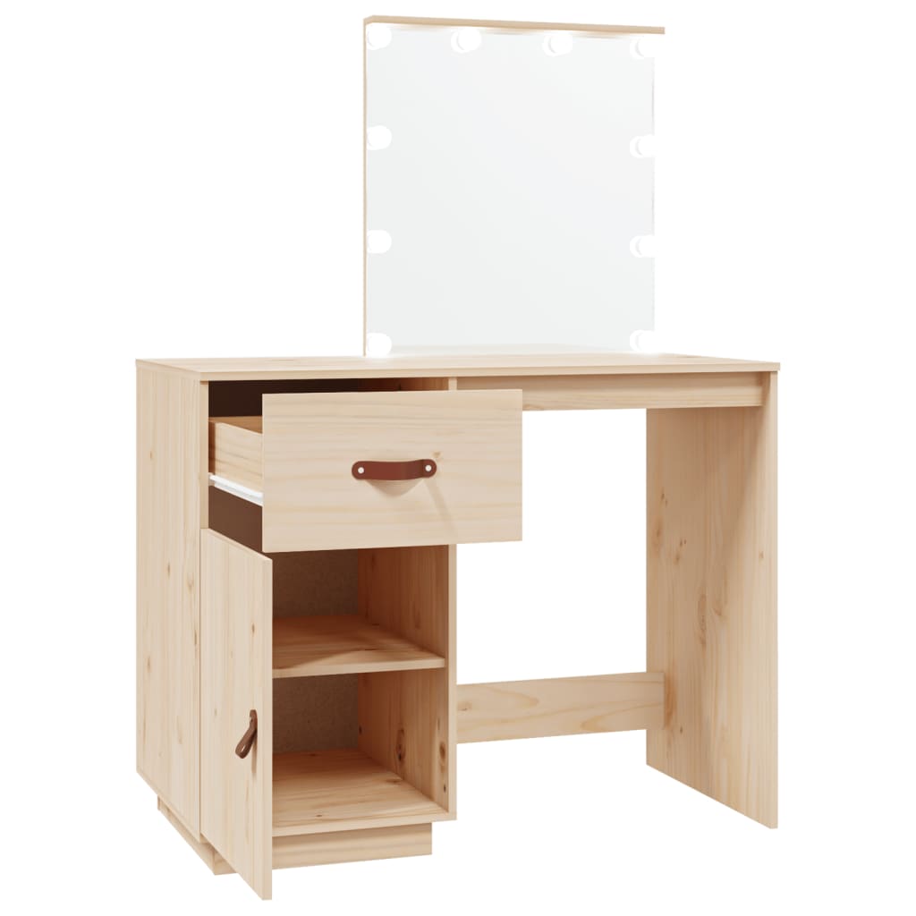 Dressing table with LED, 95x50x133.5cm, solid pine