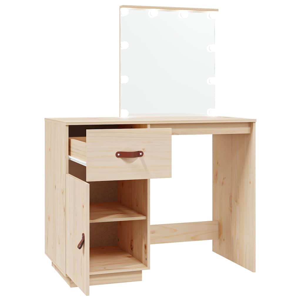 Dressing table with LED, 95x50x133.5cm, solid pine