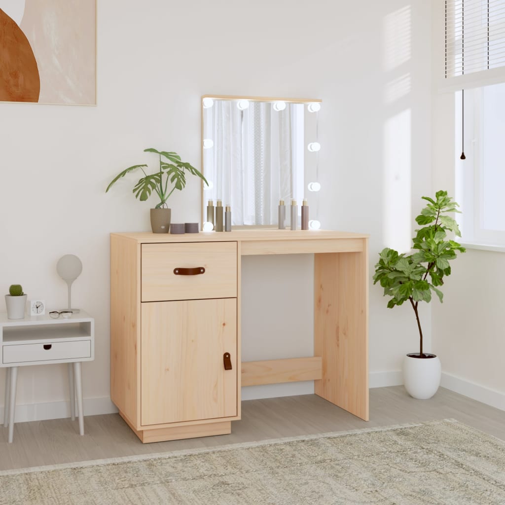 Dressing table with LED, 95x50x133.5cm, solid pine