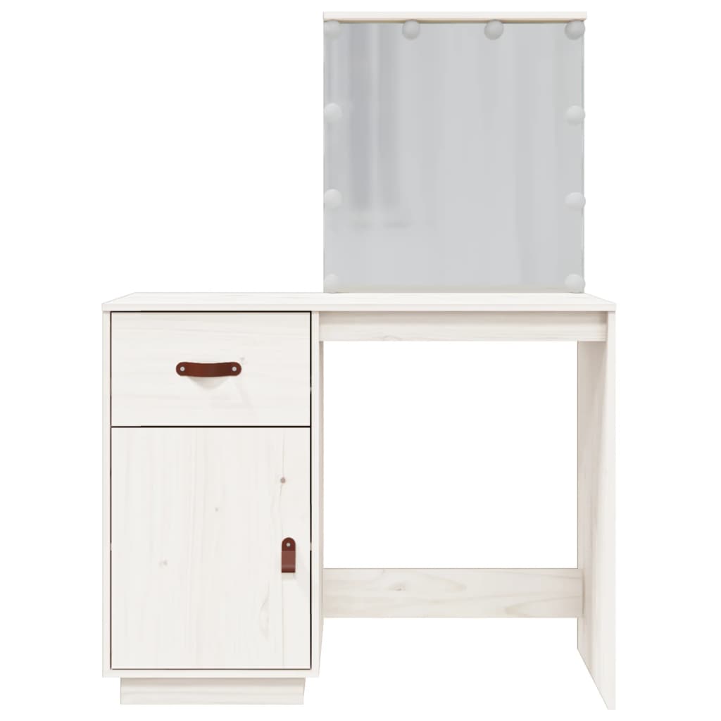 Kosmētikas galdiņš ar LED, balts, 95x50x133,5cm, priede