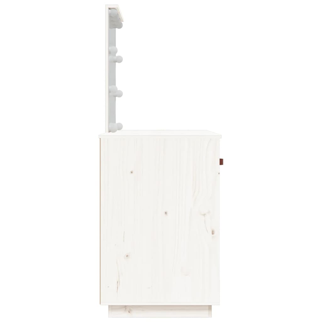 Kosmētikas galdiņš ar LED, balts, 95x50x133,5cm, priede