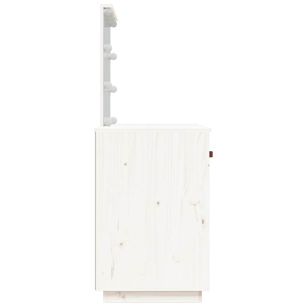 Kosmetinis staliukas su LED, baltas, 95x50x133,5cm, pušis