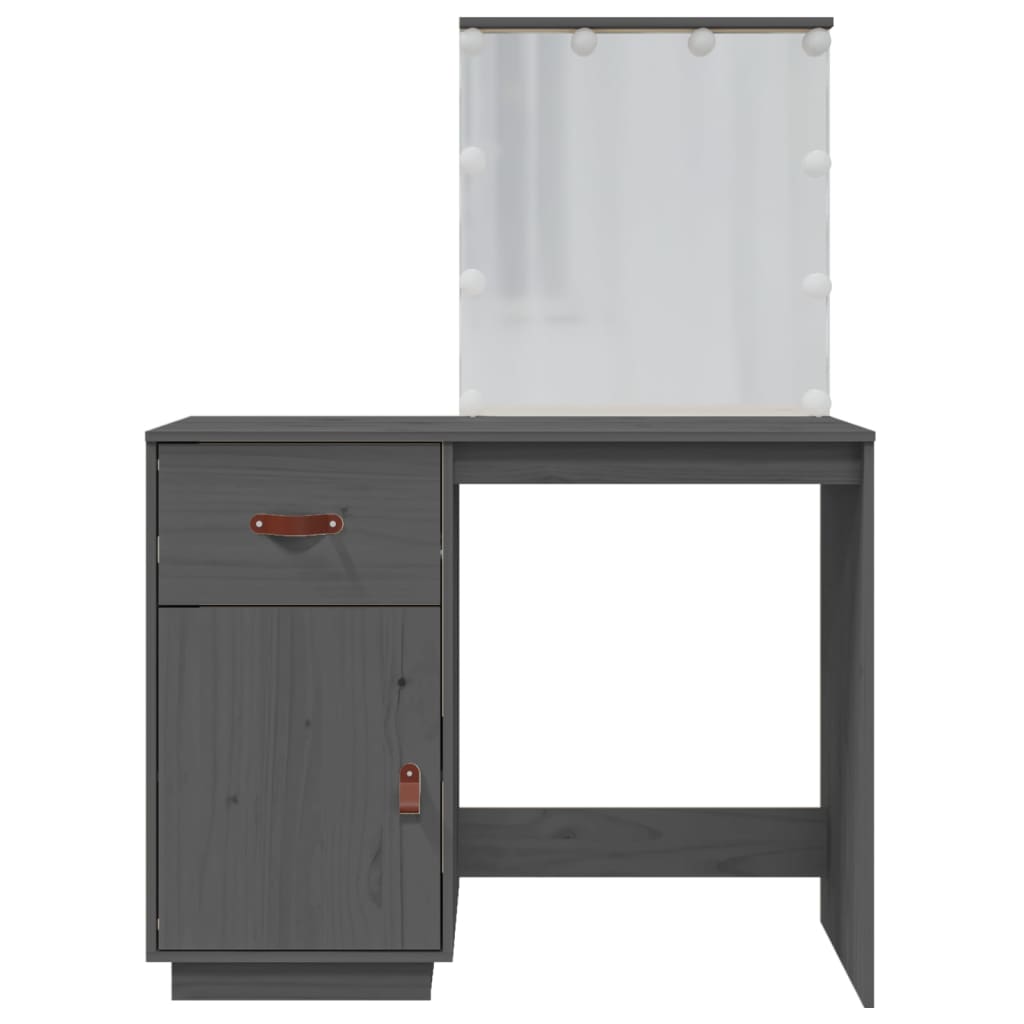 Kosmetinis staliukas su LED, pilkas, 95x50x133,5cm, pušis