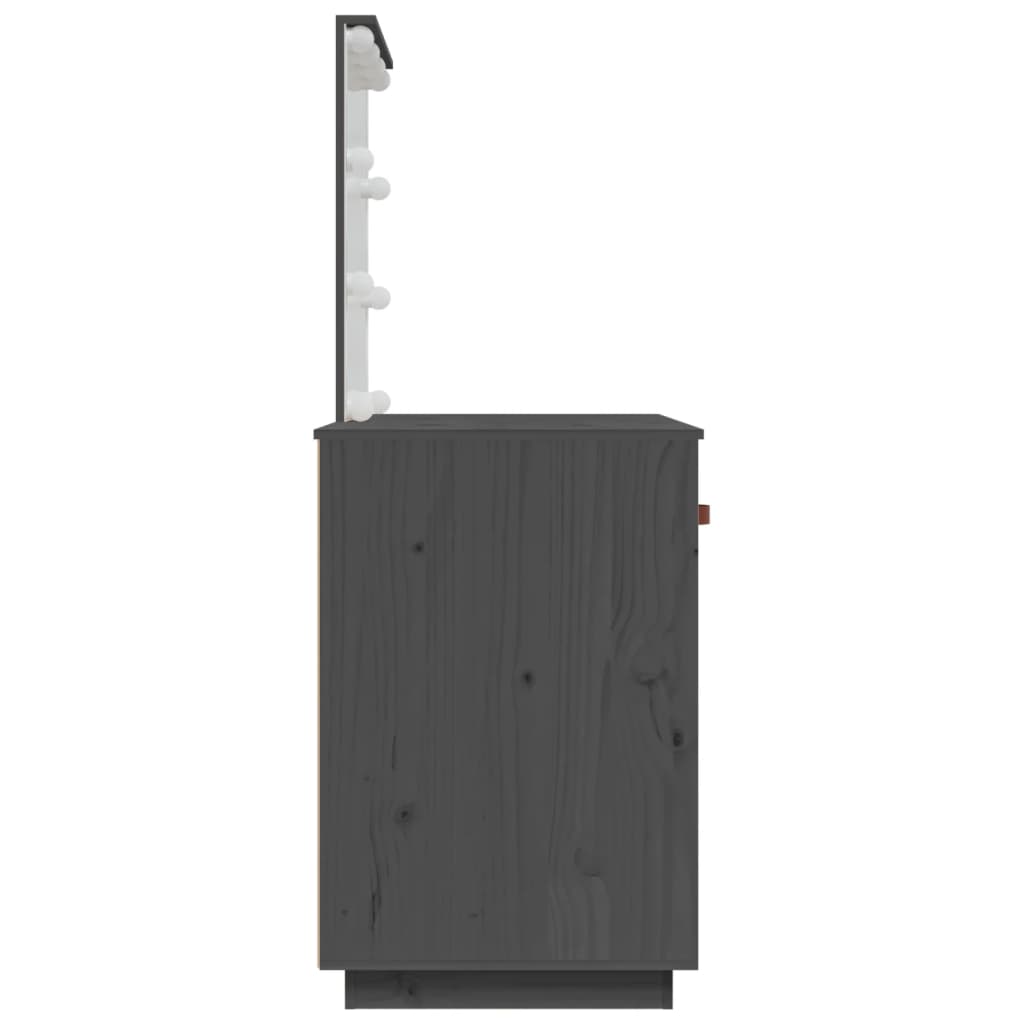 Kosmetinis staliukas su LED, pilkas, 95x50x133,5cm, pušis