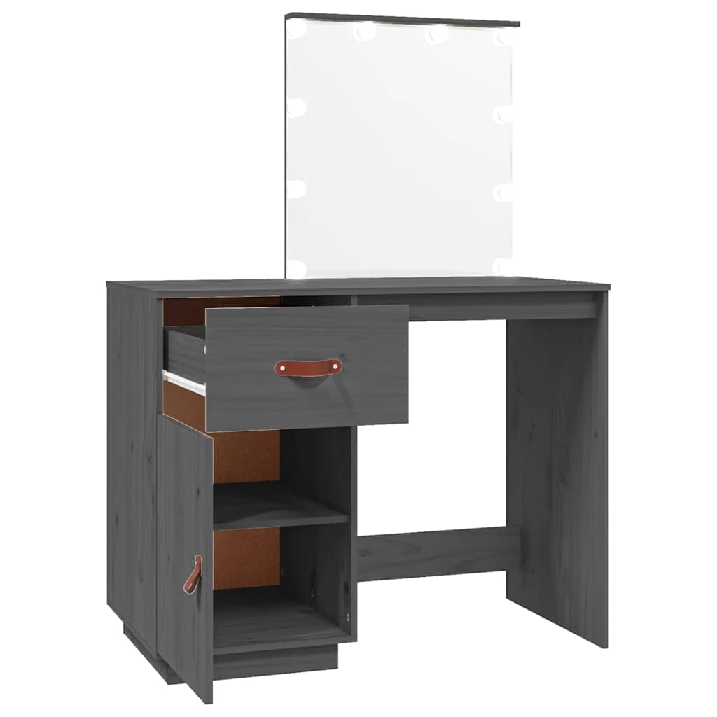 Kosmetinis staliukas su LED, pilkas, 95x50x133,5cm, pušis