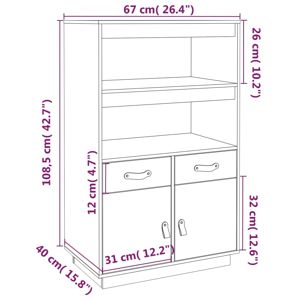 Chest of drawers, 67x40x108.5cm, solid pine