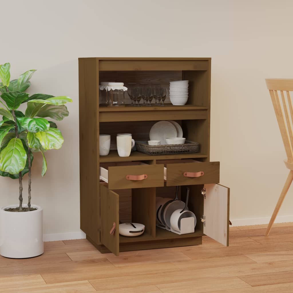 Chest of drawers, honey brown, 67x40x108.5cm, solid pine wood