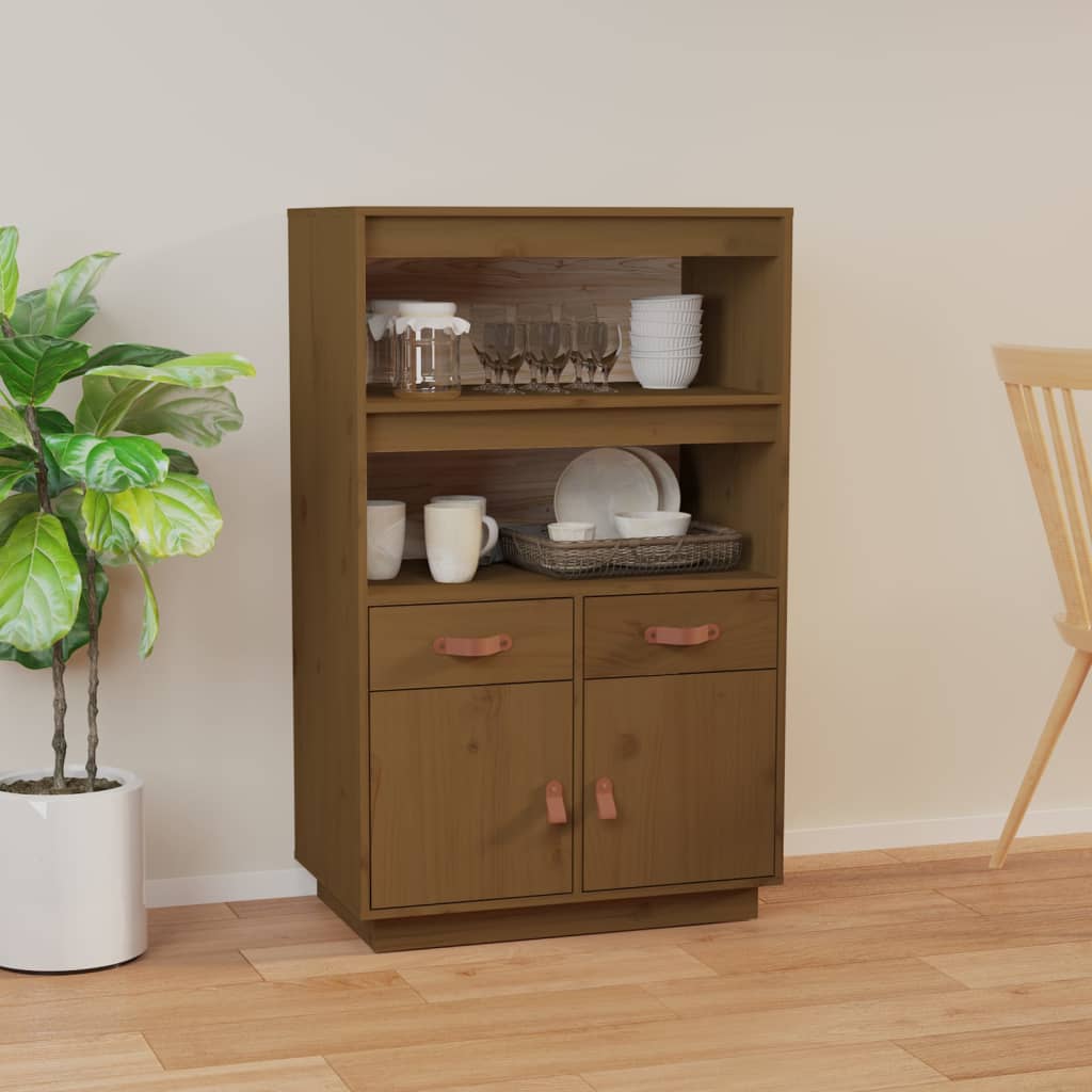 Chest of drawers, honey brown, 67x40x108.5cm, solid pine wood
