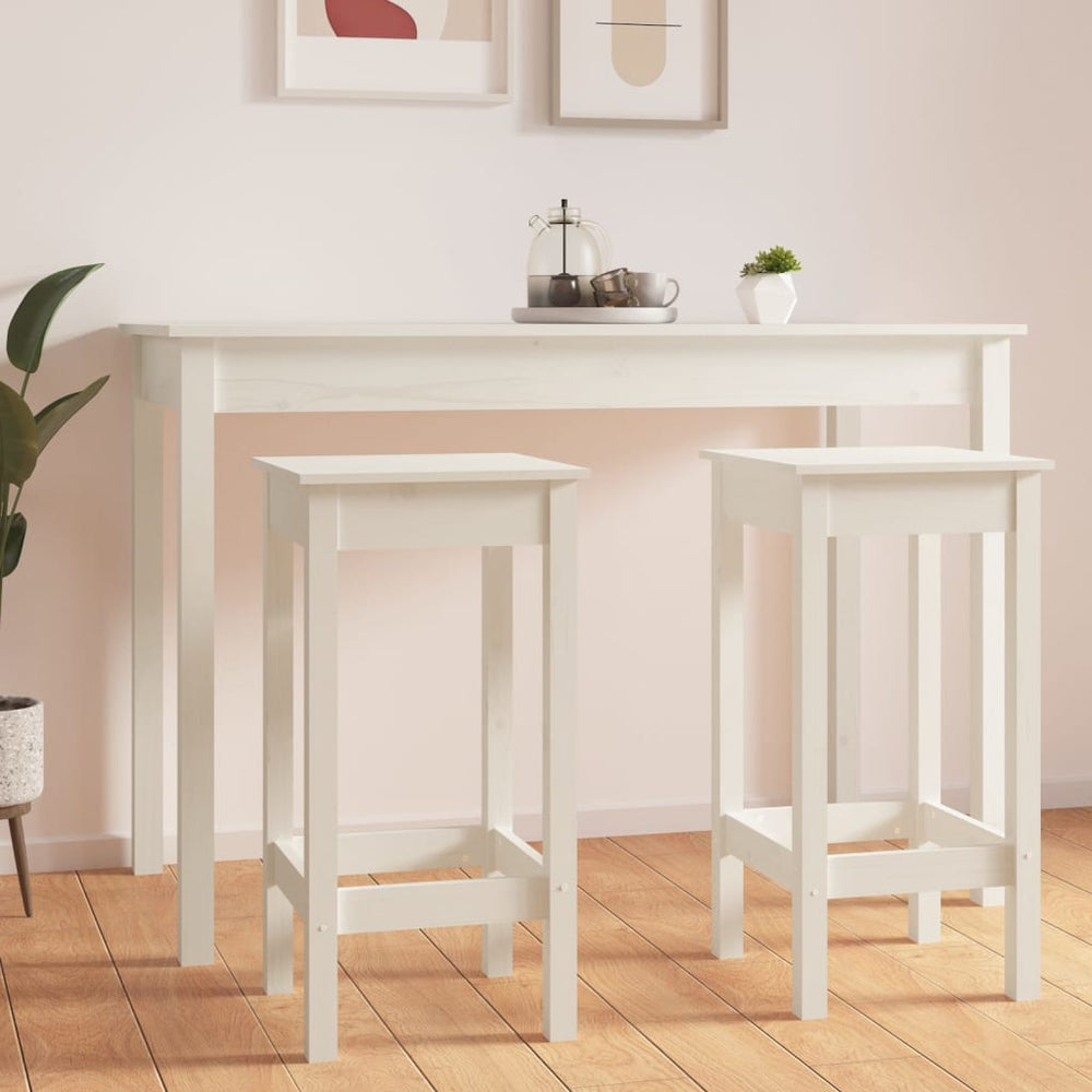 Bar stools, 2 pcs, white, 40x40x78cm, solid pine wood