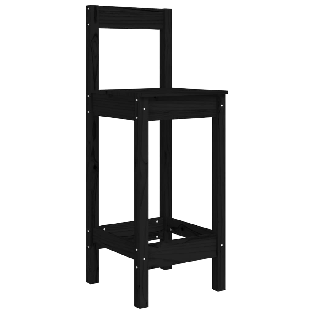 Bar stools, 2 pcs, black, 40x41.5x112cm, solid pine