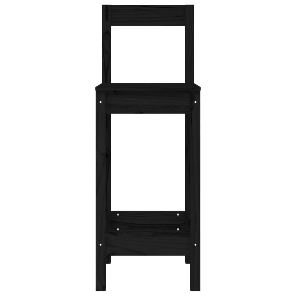 Bar stools, 2 pcs, black, 40x41.5x112cm, solid pine