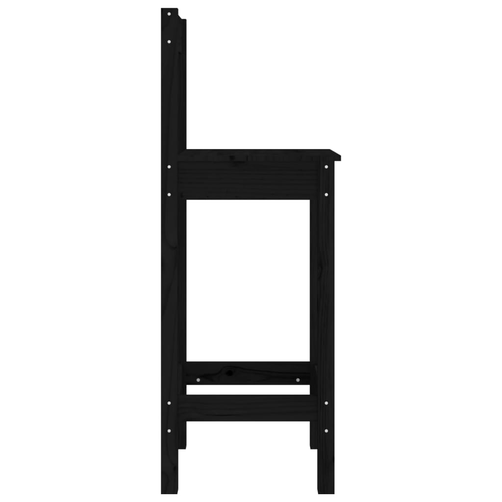 Bar stools, 2 pcs, black, 40x41.5x112cm, solid pine