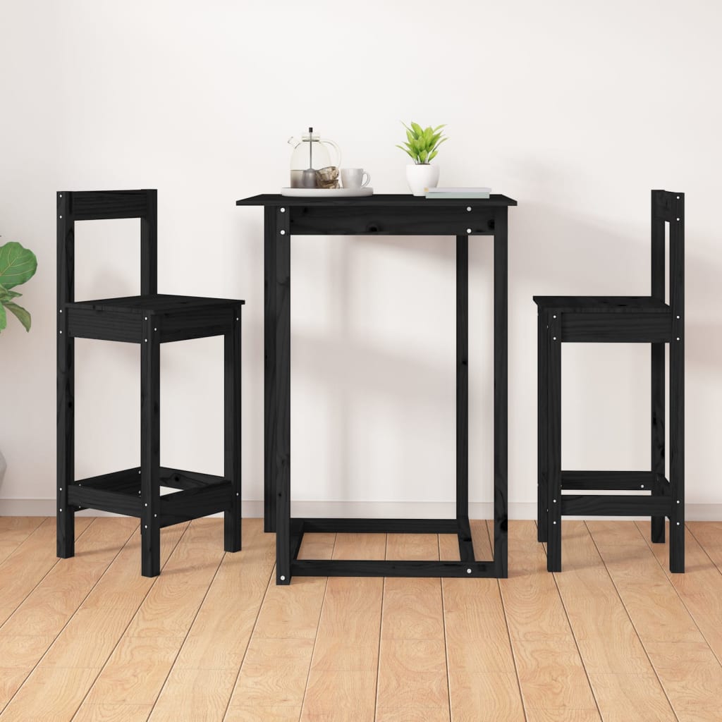 Bar stools, 2 pcs, black, 40x41.5x112cm, solid pine