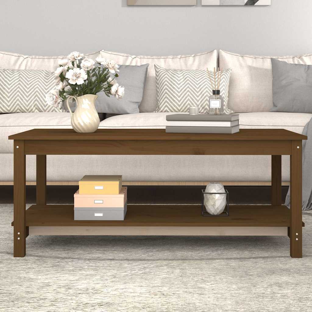 Kafijas galdiņš, medus brūns, 110x55x45cm, priedes masīvkoks
