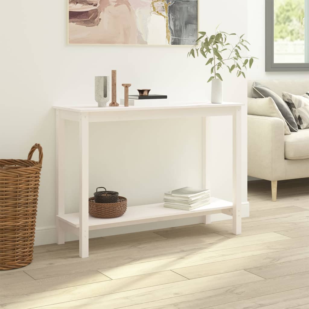 Console table, white, 110x40x80cm, solid pine