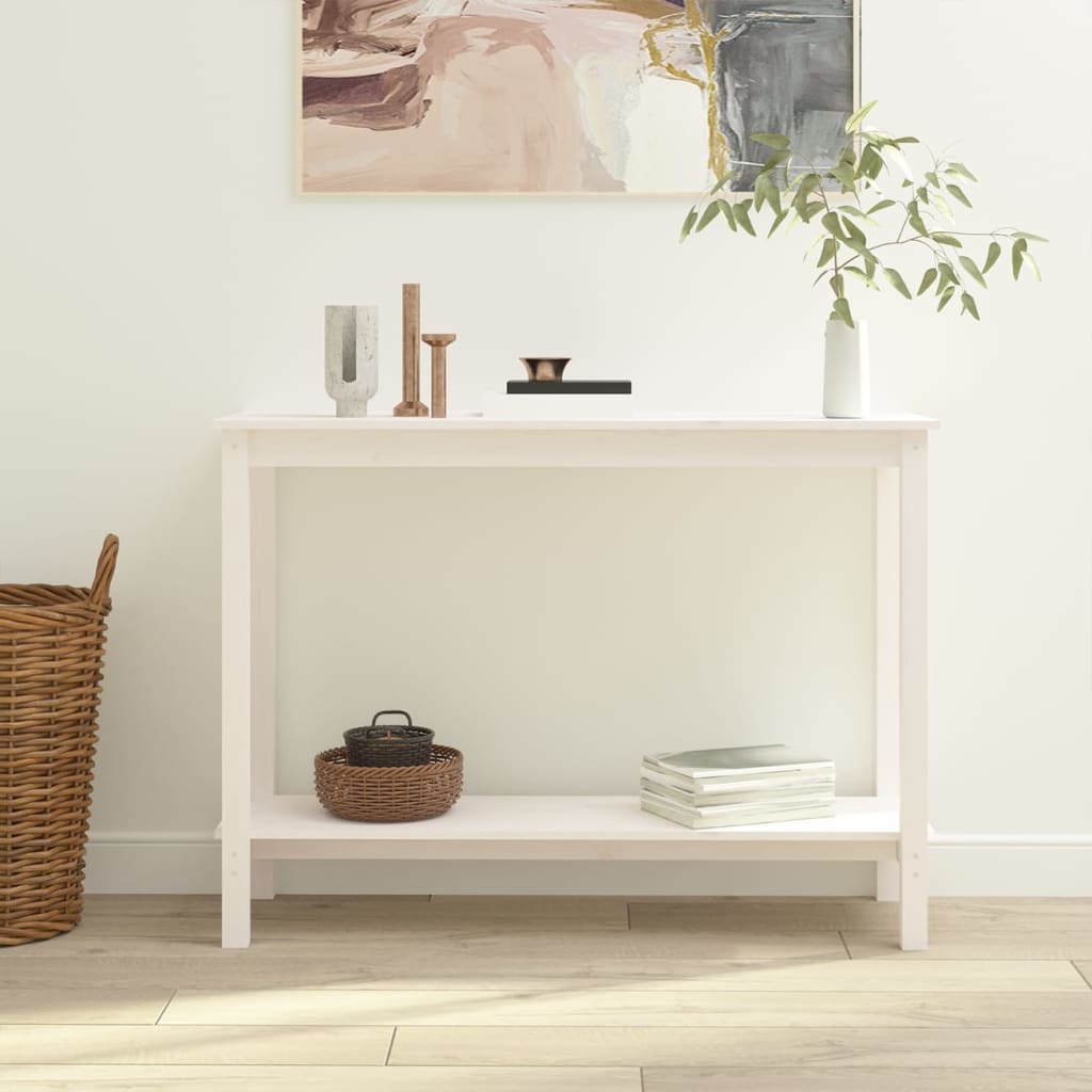 Console table, white, 110x40x80cm, solid pine