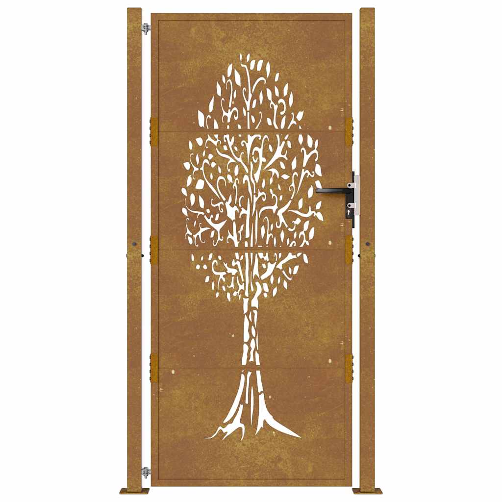 Sodo vartai, 105x205cm, corten plienas, medžio dizaino