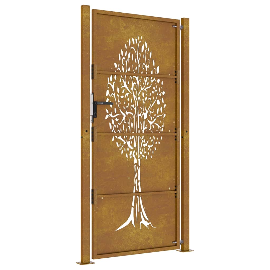 Sodo vartai, 105x205cm, corten plienas, medžio dizaino