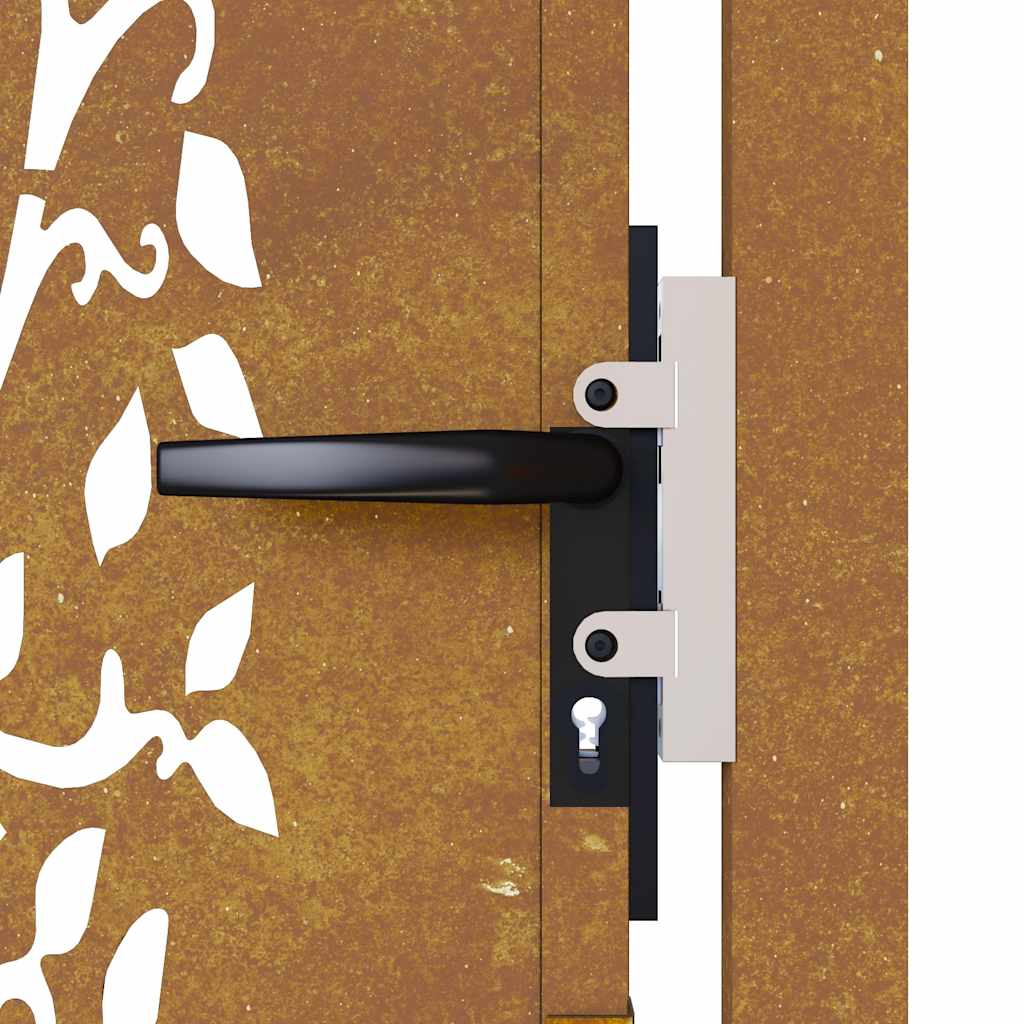 Sodo vartai, 105x205cm, corten plienas, medžio dizaino