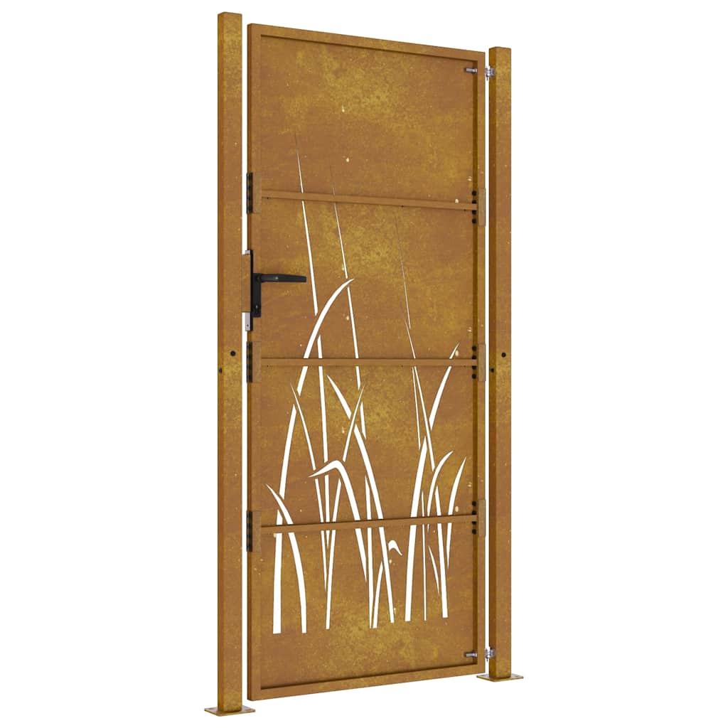 Sodo vartai, 100x175 cm, Corten plienas, žolės raštas
