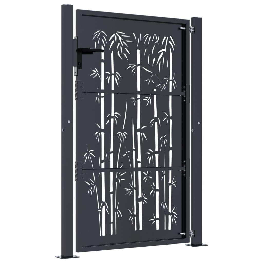 Garden gate, anthracite, 105x130cm, steel, bamboo design