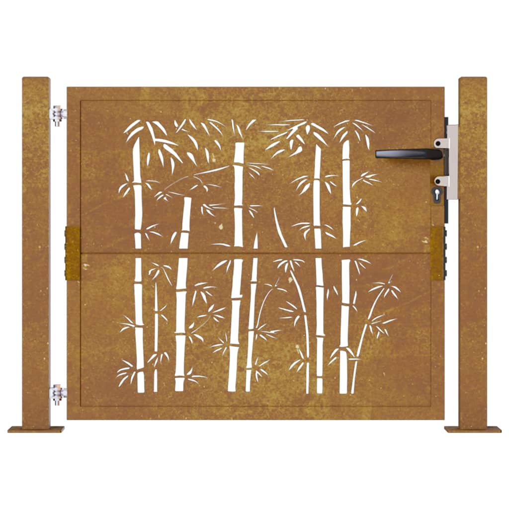 Garden gate, 105x180cm, corten steel, bamboo design