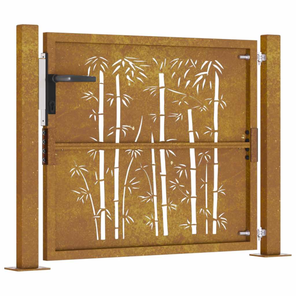 Garden gate, 105x180cm, corten steel, bamboo design