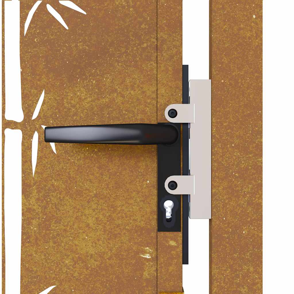 Garden gate, 105x180cm, corten steel, bamboo design