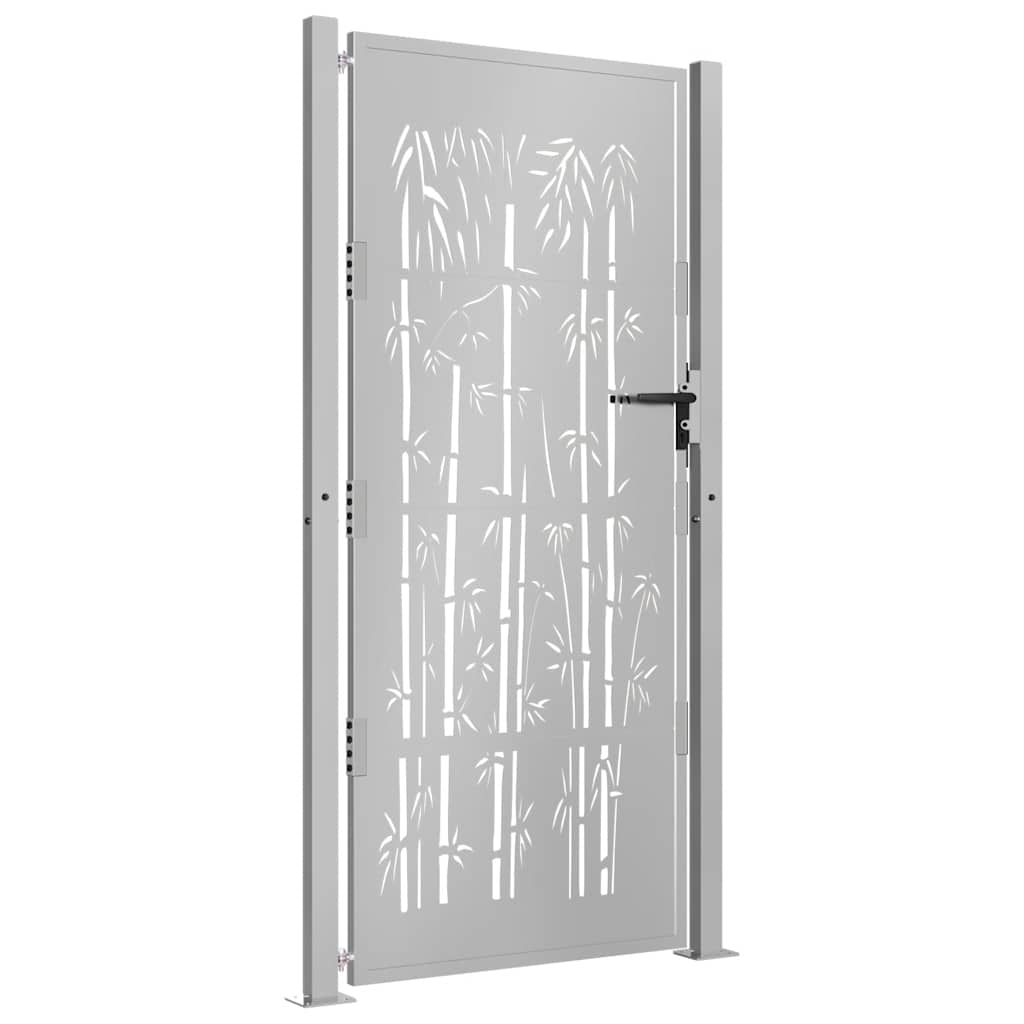 Garden gate, 105x205cm, corten steel, bamboo design