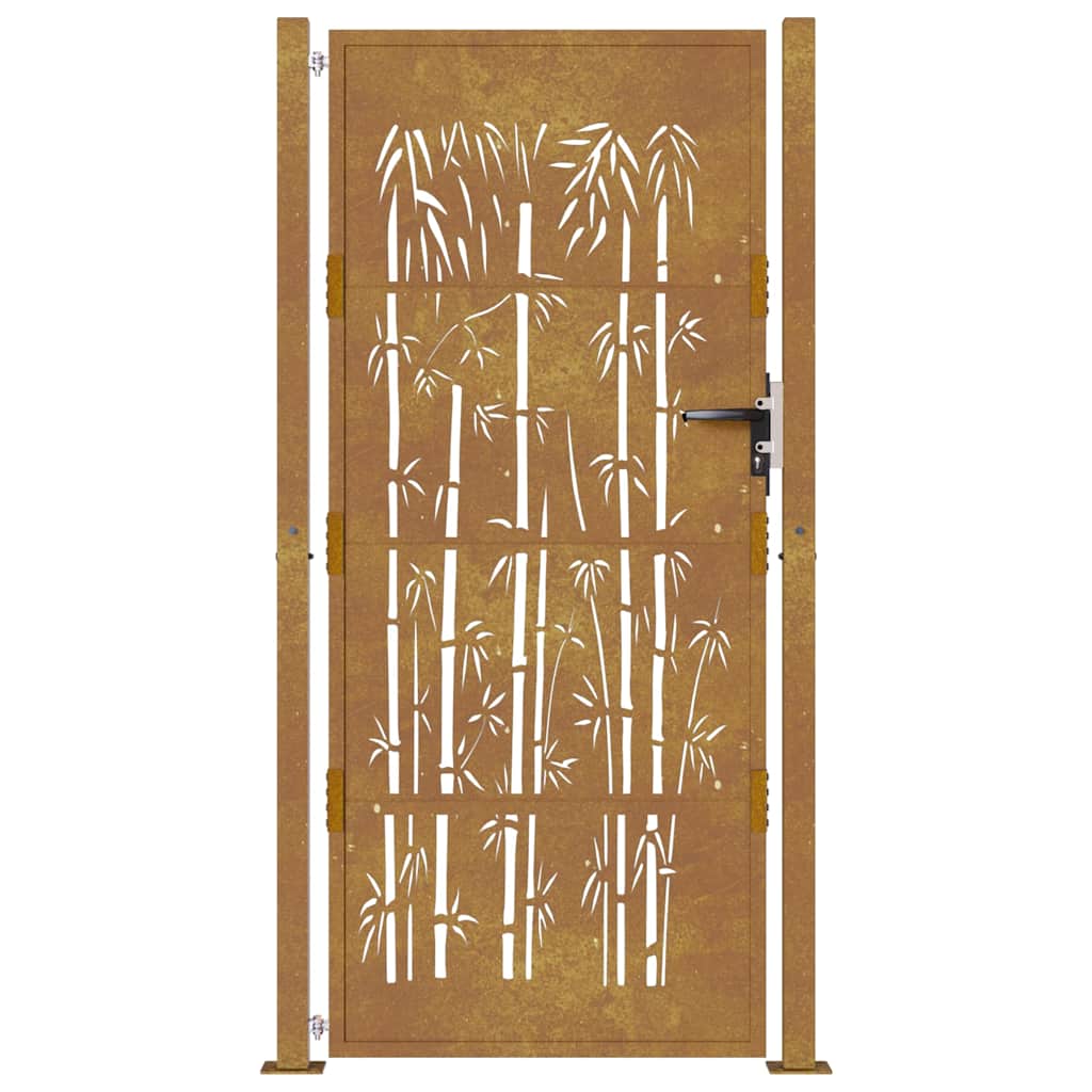 Garden gate, 105x205cm, corten steel, bamboo design