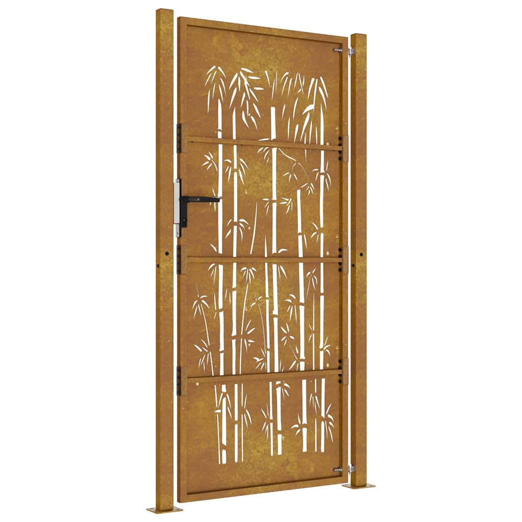 Garden gate, 105x205cm, corten steel, bamboo design