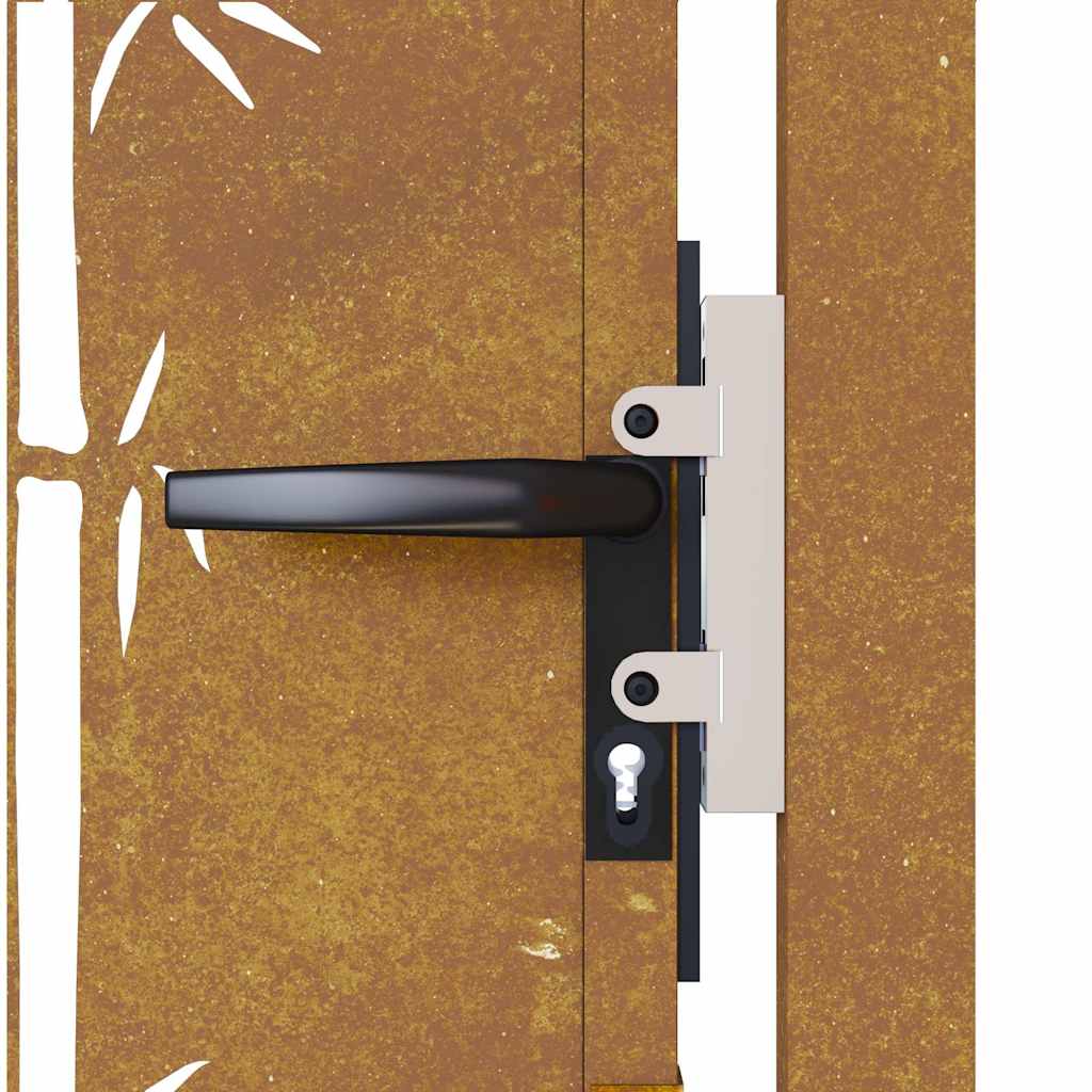 Garden gate, 105x205cm, corten steel, bamboo design