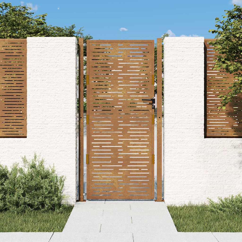 Sodo vartai, 105x180cm, corten plienas, kvadratų dizaino