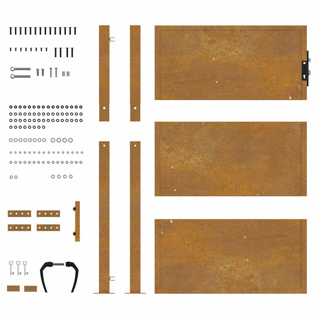Sodo vartai, 100x125 cm, Corten plienas