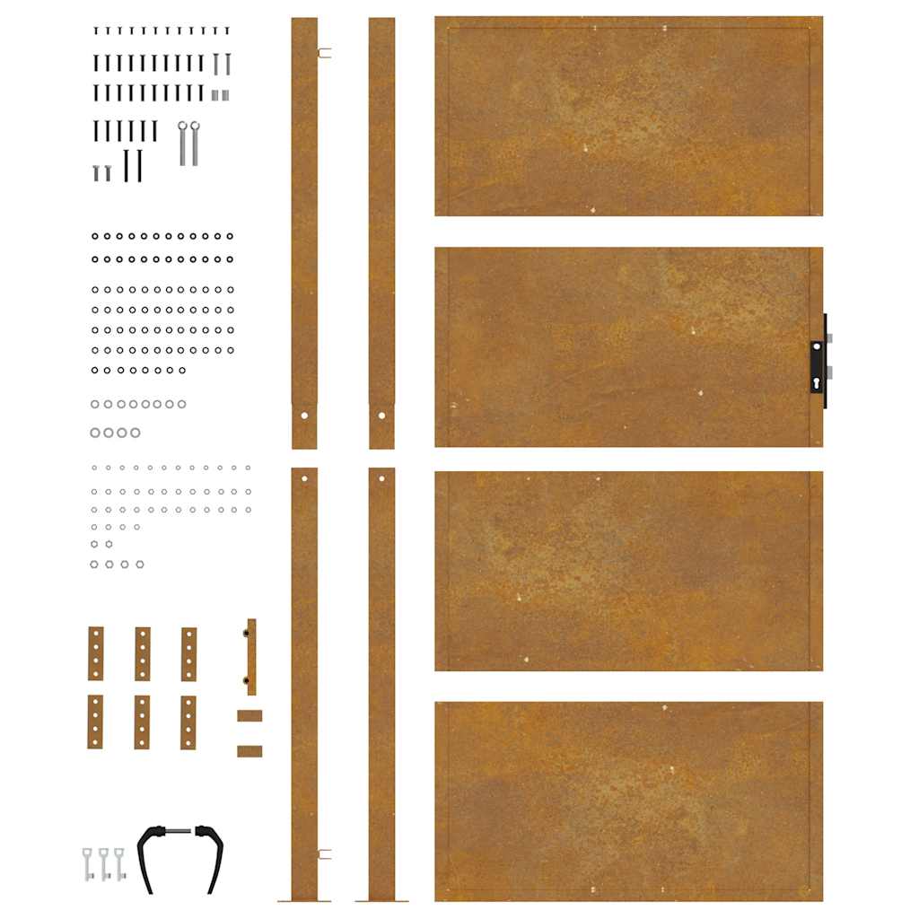 Sodo vartai, 100x175 cm, Corten plienas
