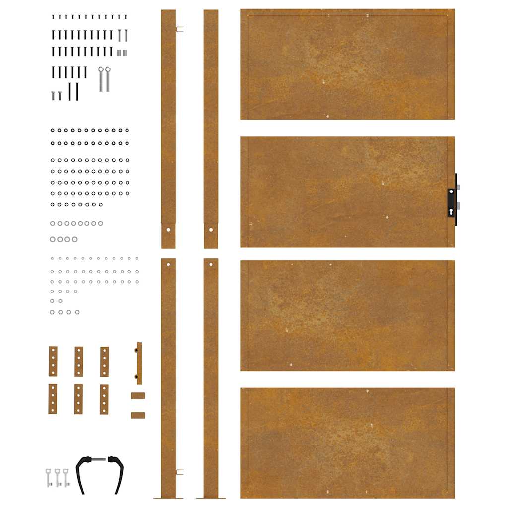 Sodo vartai, 100x200 cm, Corten plienas