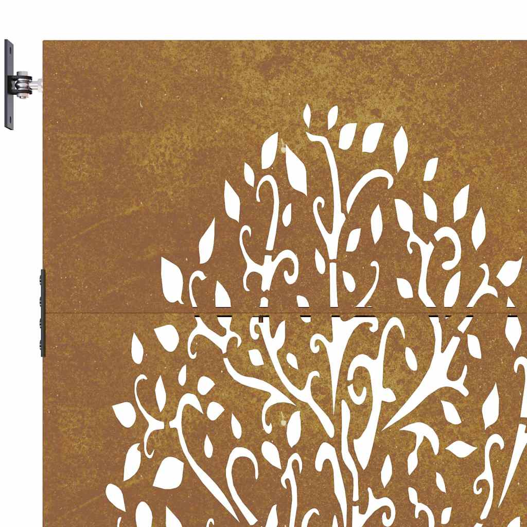Sodo vartai, 85x100 cm, Corten plienas, medžio raštas