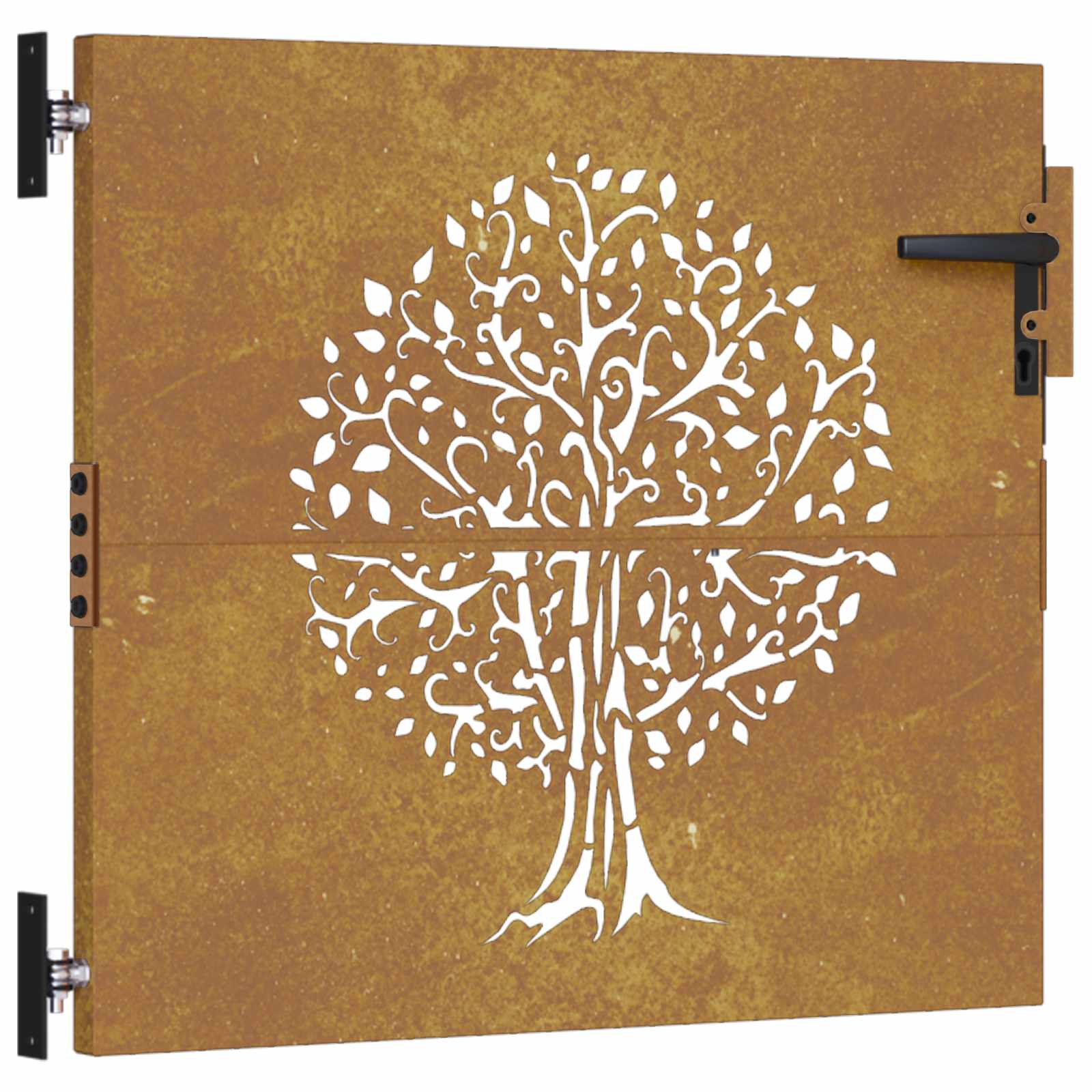 Sodo vartai, 85x100 cm, Corten plienas, medžio raštas