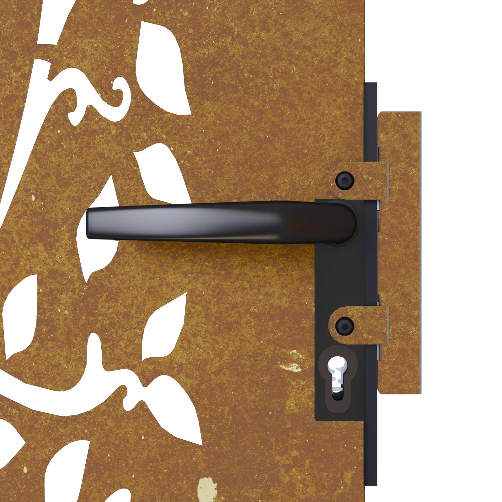 Sodo vartai, 85x150 cm, Corten plienas, medžio raštas
