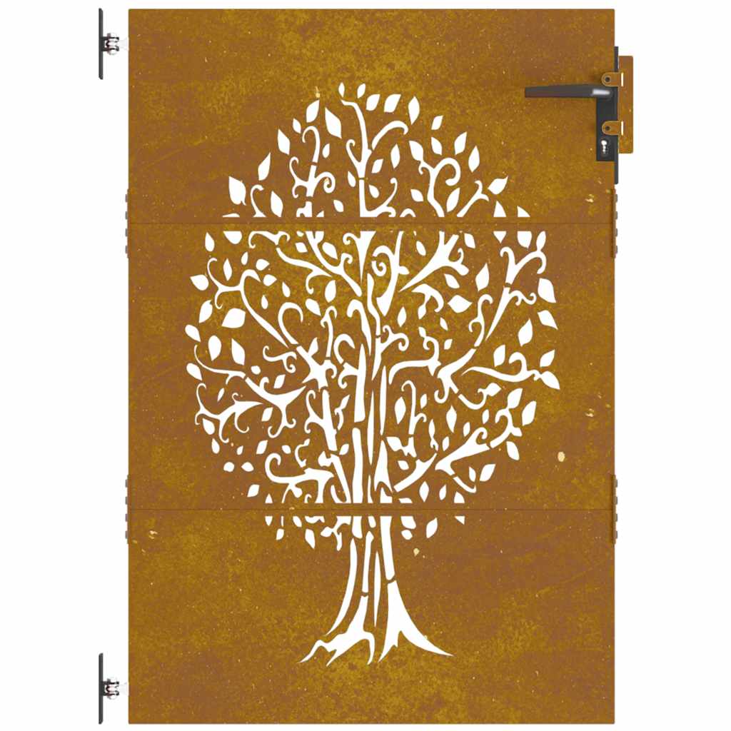 Sodo vartai, 85x150 cm, Corten plienas, medžio raštas