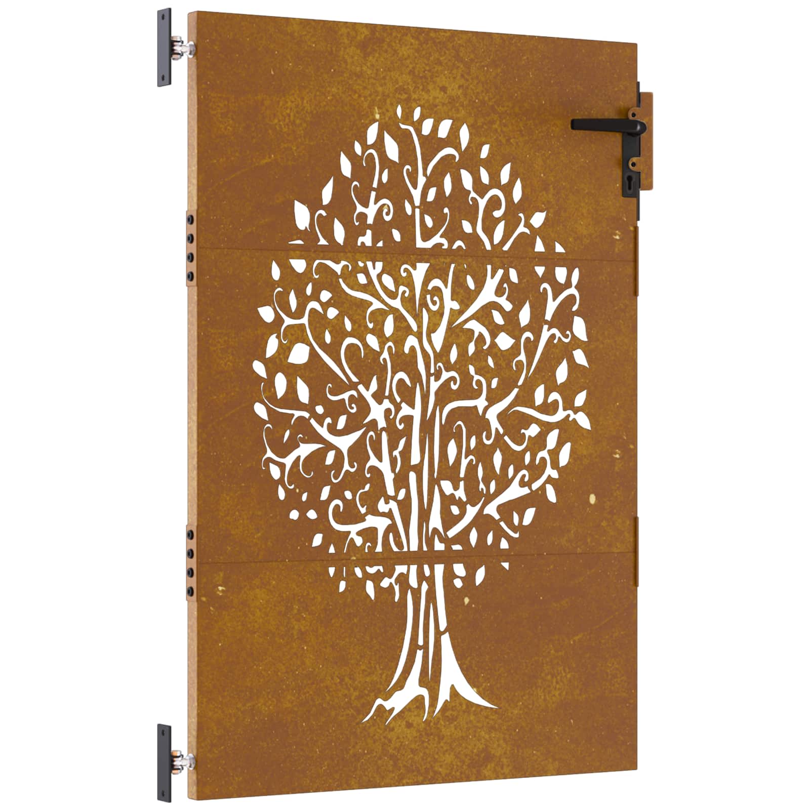 Sodo vartai, 85x150 cm, Corten plienas, medžio raštas