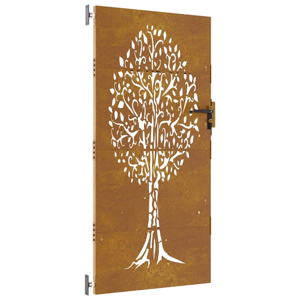 Sodo vartai, 85x175 cm, Corten plienas, medžio raštas