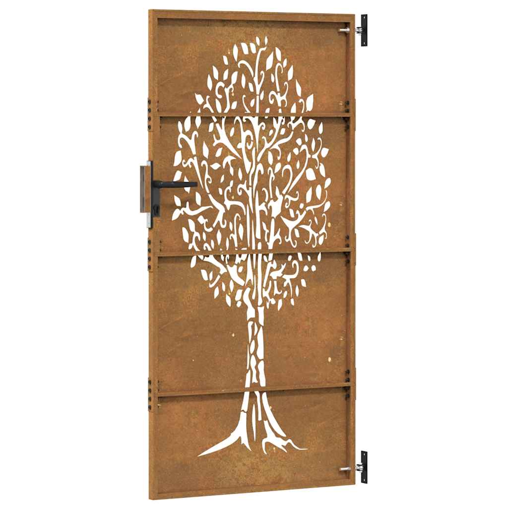 Sodo vartai, 85x175 cm, Corten plienas, medžio raštas