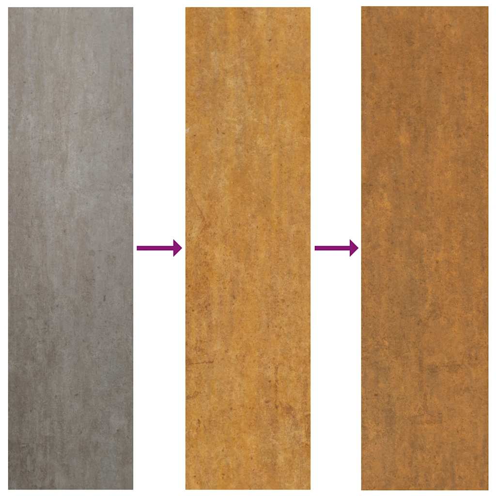 Sodo vartai, 85x175 cm, Corten plienas, medžio raštas