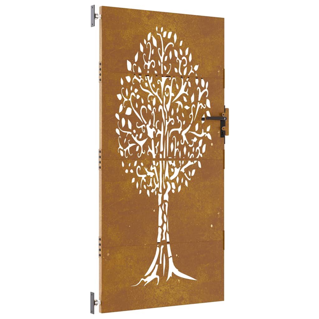 Sodo vartai, 85x200 cm, Corten plienas, medžio raštas
