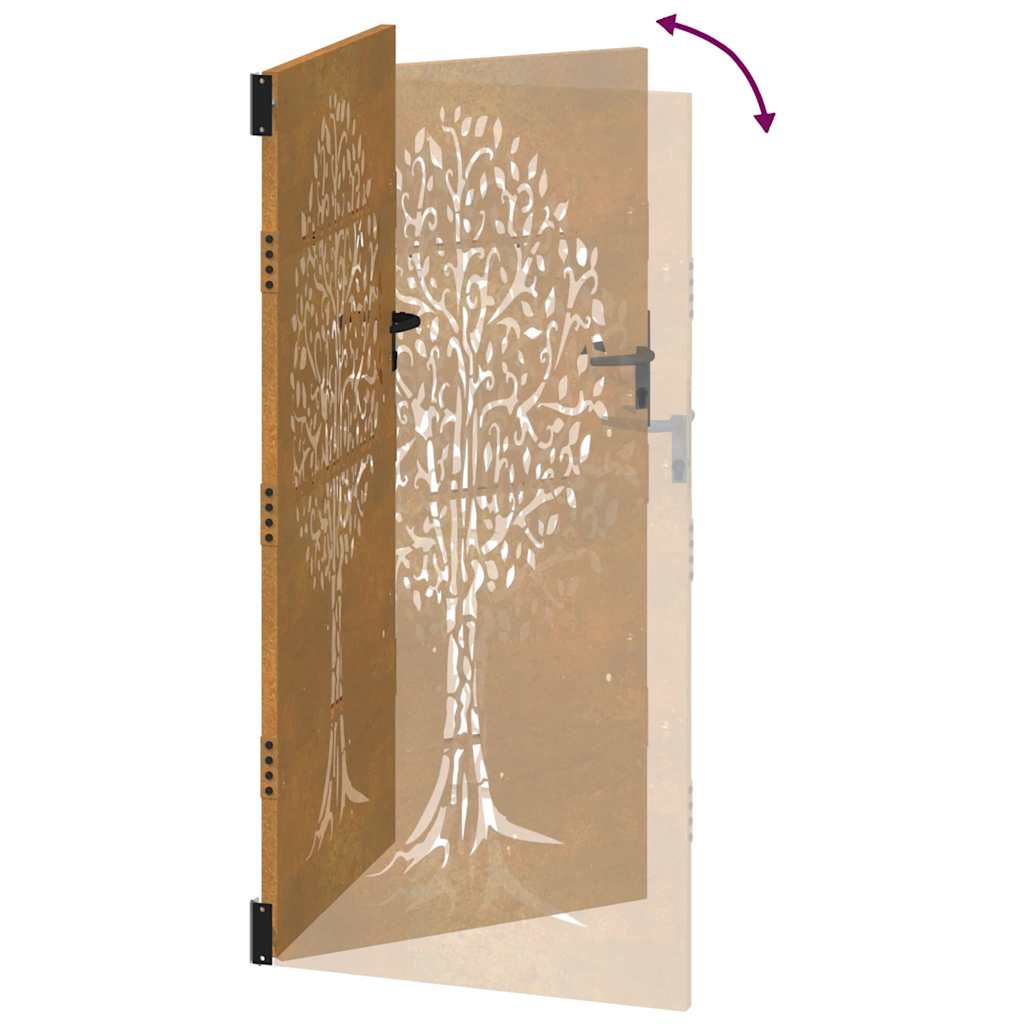 Sodo vartai, 85x200 cm, Corten plienas, medžio raštas