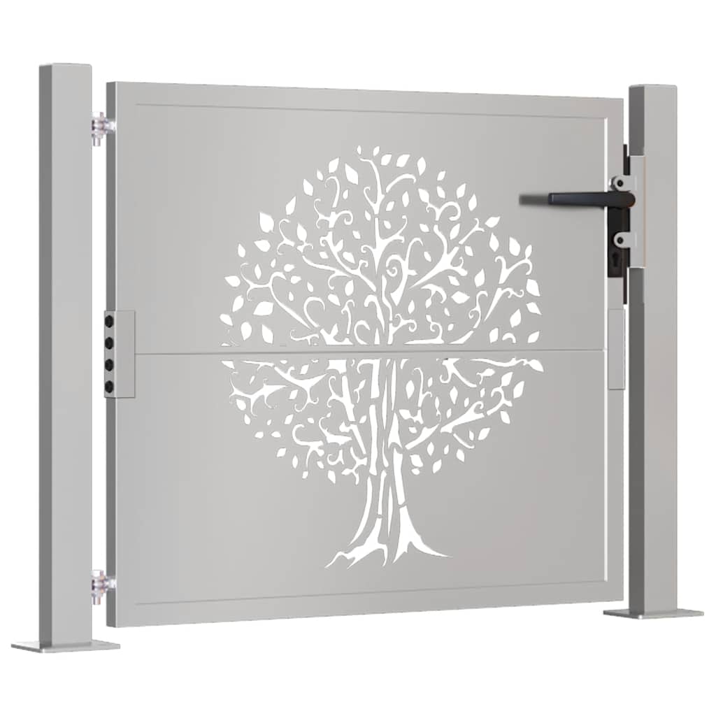 Sodo vartai, 100x125 cm, Corten plienas, medžio raštas