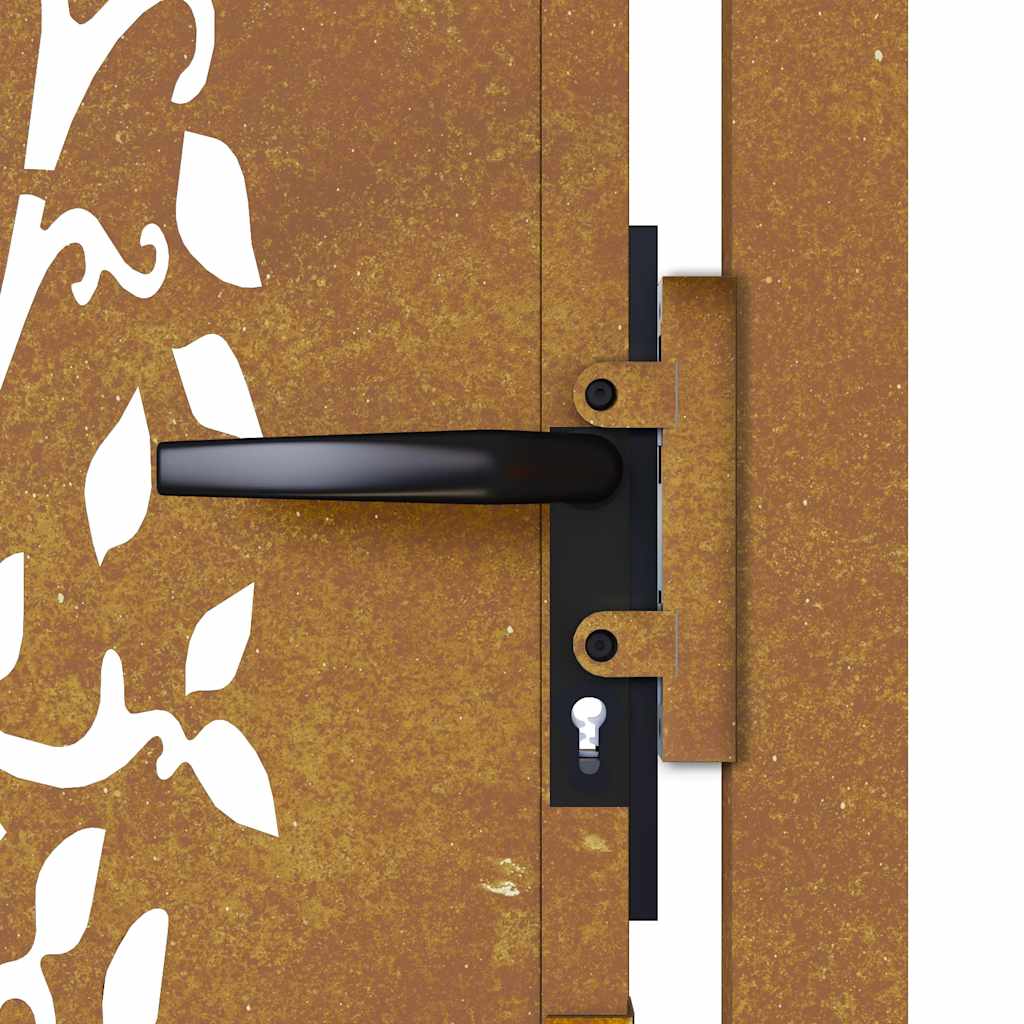 Sodo vartai, 100x125 cm, Corten plienas, medžio raštas