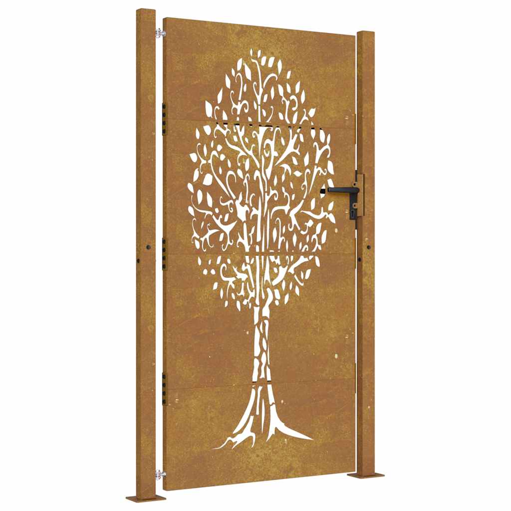 Sodo vartai, 100x175 cm, Corten plienas, medžio raštas