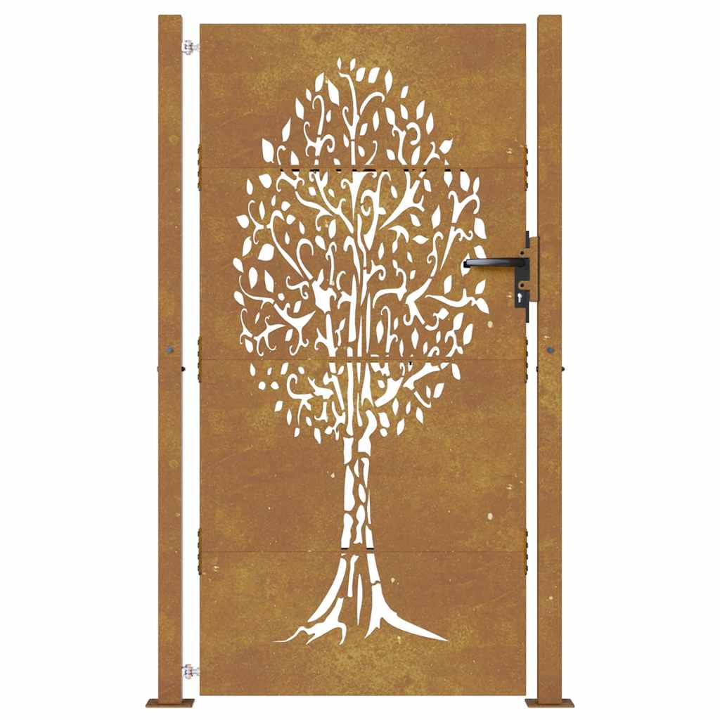 Sodo vartai, 100x175 cm, Corten plienas, medžio raštas